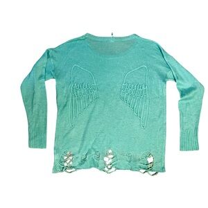 NWOT | Distressed Angel Wing Sweater